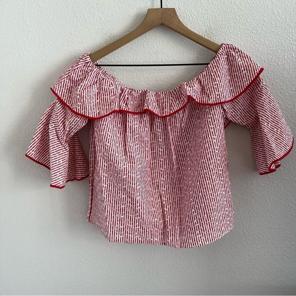 Zara Basic Collection Striped Red White Floral Em… - image 2